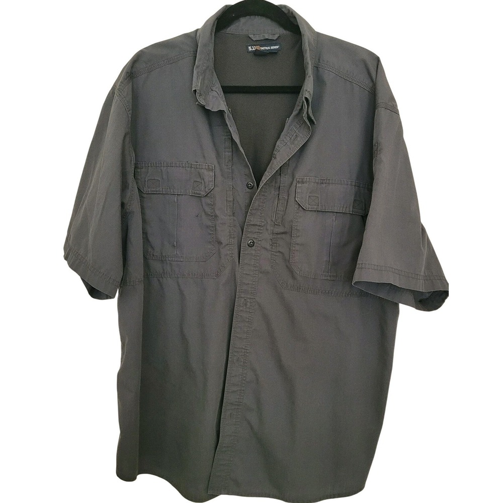 5.11 Tactical Series Gray Short Sleeve Shirt 2XL 65% Polyester 35% Cotton